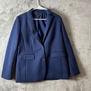 Ann Taylor Two Button Blazer Size 8 Navy Blue Career Office Work Business